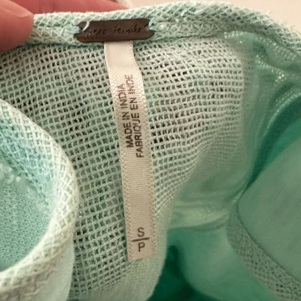 Free People Sassy Soutache Mini Dress Seafoam Green Cutout Back Boho S - Picture 4 of 9